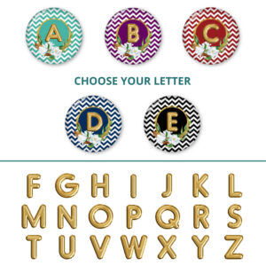 Variation with all Alphabets - SKU 478 letters, image showing the sample of the alphabets that you can choose from.