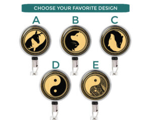 Yin Yang RetractableBadge Clip Gift - Badr418 B2 Image Showing The Design(S) You Can Choose From. Created By Terlis Designs.