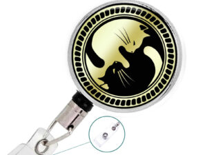 Yin Yang RetractableBadge Clip Gift - Badr418 G1 A, Front View To Show The Design Details. Created By Terlis Designs.