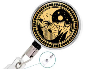 Yin Yang Retractable Badge Reel - Badr418 B3 E, Front View To Show The Design Details. Created By Terlis Designs.