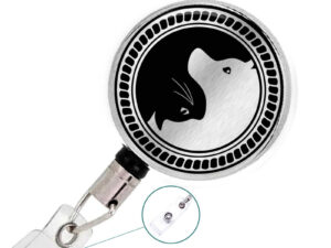 Yin Yang Retractable Name Tag Holder - Badr418 S2 B, Front View To Show The Design Details. Created By Terlis Designs.