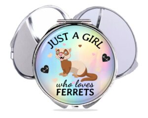 just a girl who loves foxes compact mirror, item sku - COMP420 D, variation images showing a sample of the design.