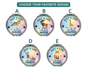 just a girl who loves foxes compact mirror, variation image front view to show the design details.