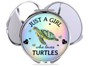 just a girl who loves turtles compact mirror main image, front view to show the design details.
