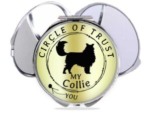 custom circle of trust compact mirror main image, front view to show the design details.