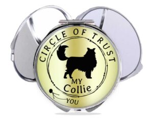custom circle of trust compact mirror main image, front view to show the design details.