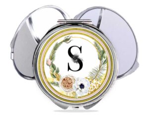 Floral Wreath Name purse mirror main image, front view to show the design details.