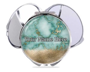seafoam green purse compact mirror main image, front view to show the design details.