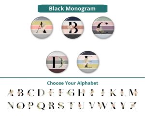 Custom Monogram Initial compact mirror personalized, image showing the sample of the alphabets that you can choose from.