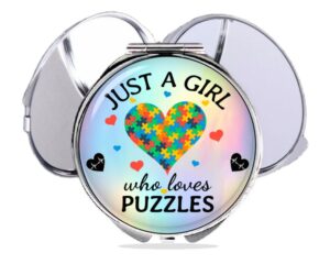 just a girl who loves donuts compact mirror, item sku - COMP424 E, variation images showing a sample of the design.