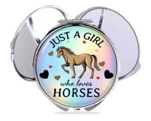 just a girl who loves chickens compact mirror, item sku - COMP419 A, variation images showing a sample of the design.
