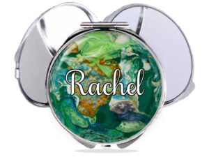 Seafoam green compact mirror, front view to show the design details. Item SKU - comp68c, by terlis designs.