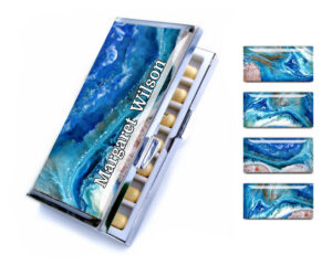 7 day Pill Case - PILB139 - main image, front view to show the design details, by terlis designs.