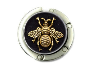 Bumble bee handbag hanger, item sku PURH406, front view to show the design details, by terlis designs.