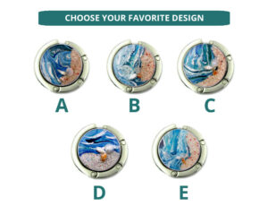Custom name bag hanger for desk, item sku PURH136, image Showing the Design(s) you can choose from. Created by Terlis Designs.