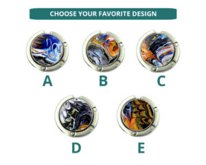 Custom name foldable handbag hanger, item sku PURH376, image Showing the Design(s) you can choose from. Created by Terlis Designs.