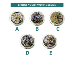 Custom name magnetic bag hook, item sku PURH334, image Showing the Design(s) you can choose from. Created by Terlis Designs.