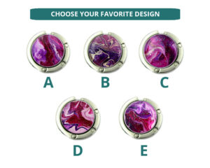 Custom name magnetic purse hanger, item sku PURH151, image Showing the Design(s) you can choose from. Created by Terlis Designs.