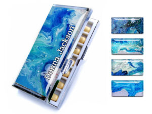 Ocean art Medicine Pill Holder - PILB68 - main image, front view to show the design details, by terlis designs.