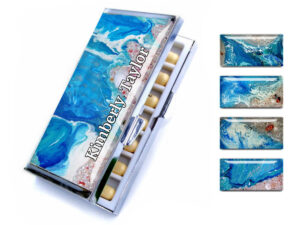 Ocean art Pill Organizer - PILB59 - main image, front view to show the design details, by terlis designs.