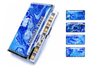 Ocean art Weekly Pill Case - PILB140 - main image, front view to show the design details, by terlis designs.