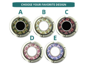 Paisley Art bag hanger for bar, item sku PURH465, image Showing the Design(s) you can choose from. Created by Terlis Designs.