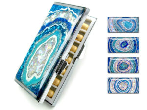 Portable Pill Box - PILB133 - main image, front view to show the design details, by terlis designs.