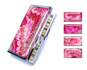 Small Pill Organizer - PILB57 - main image, front view to show the design details, by terlis designs.