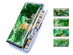 Travel Pill Case - PILB147 - main image, front view to show the design details, by terlis designs.