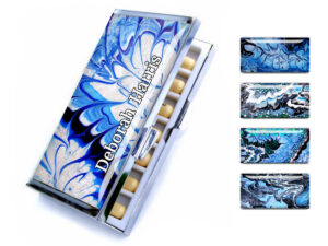 Vitamin Pill Case - PILB160 - main image, front view to show the design details, by terlis designs.