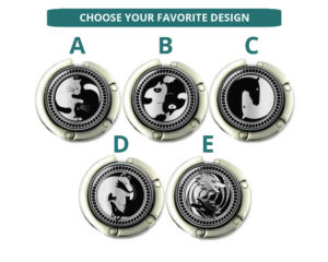 Yin yang handbag hanger for bar, item sku PURH418S1, image Showing the Design(s) you can choose from. Created by Terlis Designs.