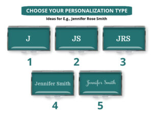 Pill Box Personalization Types, showing the different ways you can make your design custom.