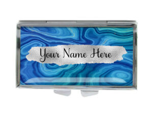Custom Name 7 day Pill Container - PILB198D - variation image, front view to show the design details, by terlis designs.