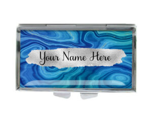 Custom Name 7 day Pill Container - PILB198D - variation image, front view to show the design details, by terlis designs.