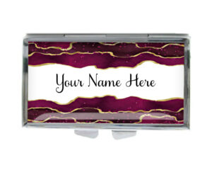 Custom Name Birth Control Pill Holder - PILB191C - variation image, front view to show the design details, by terlis designs.