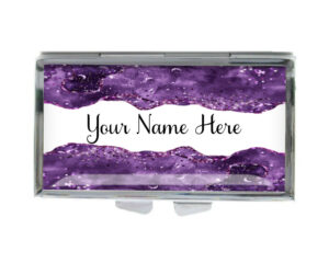 Custom Name Birth Control Pill Holder - PILB191D - variation image, front view to show the design details, by terlis designs.