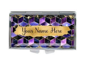 Custom Name Cute Pill Container - PILB205E - variation image, front view to show the design details, by terlis designs.