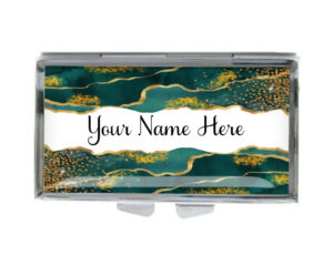 Custom Name Cute Pill Holder - PILB193A - variation image, front view to show the design details, by terlis designs.