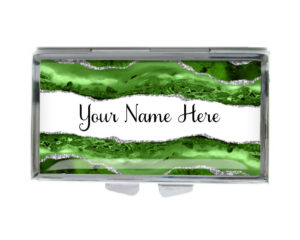 Custom Name Cute Pill Holder - PILB193D - variation image, front view to show the design details, by terlis designs.