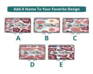 Custom Name Daily Pill Container - PILB201, front view to show the design choices with an option to personalize with a name.