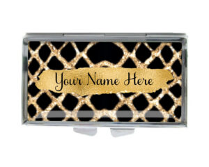 Custom Name Medicine Pill Container - PILB197B - variation image, front view to show the design details, by terlis designs.