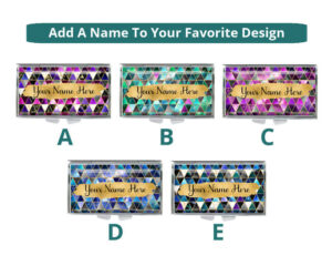 Custom Name Small Pill Container - PILB204, front view to show the design choices with an option to personalize with a name.