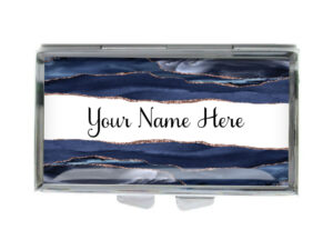 Custom Name Small Pill Holder - PILB192A - variation image, front view to show the design details, by terlis designs.