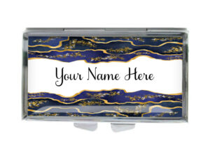 Custom Name Small Pill Holder - PILB192C - variation image, front view to show the design details, by terlis designs.