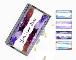 Custom Name Vitamin Pill Holder - PILB190 - Main Image, front view to show the design details, by terlis designs.