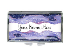 Custom Name Vitamin Pill Holder - PILB190A - variation image, front view to show the design details, by terlis designs.