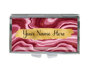 Custom Name Weekly Pill Container - PILB199A - variation image, front view to show the design details, by terlis designs.