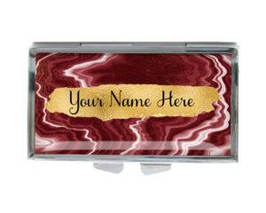 Custom Name Weekly Pill Container - PILB199D - variation image, front view to show the design details, by terlis designs.