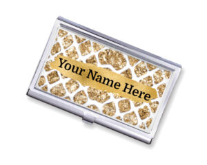 Custom Name business card holder - BUS197A - Main image, front view to show the design details, by terlis designs.