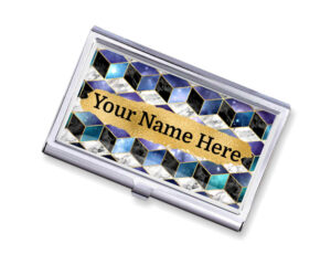 Custom Name credit card case - BUS205A - Main image, front view to show the design details, by terlis designs.